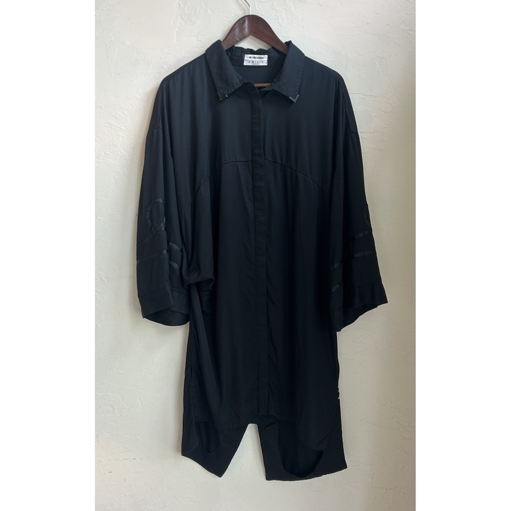 One Teaspoon Luxe Midi Shirt Dress XS Black Oversized Goth Witchy‎ Punk Bell